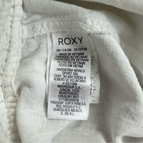 ROXY Oceanside Linen Blend Mid-Rise Flared 32” Inseam Pant White Size Large - Picture 13 of 14